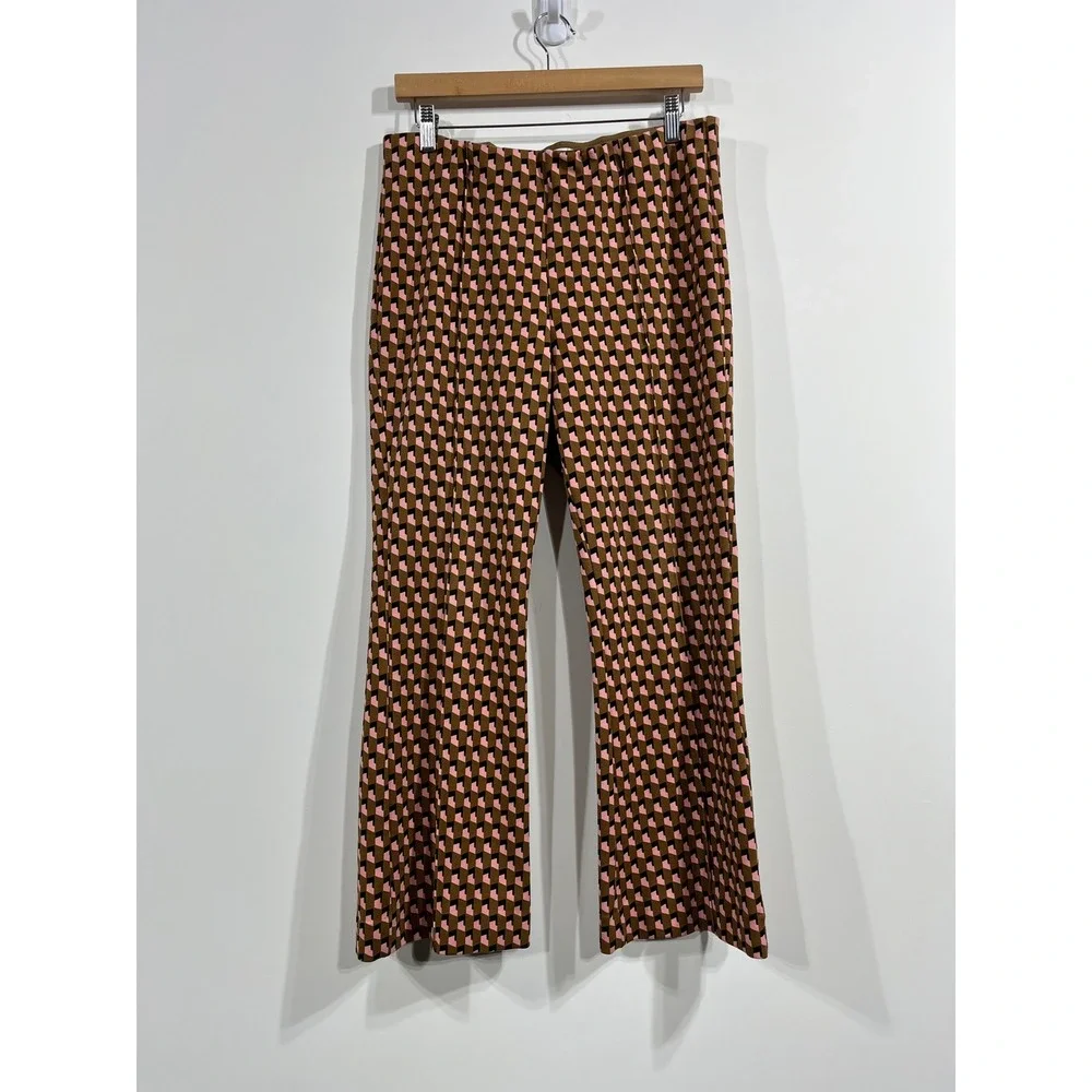 Maeve Anthropologie Margot Crop Kick Flare Pants Women Medium Stretch Retro Boho - Picture 2 of 13